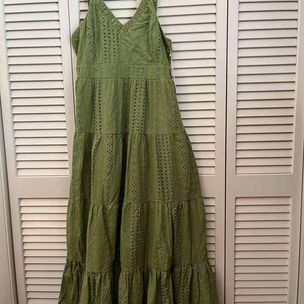 Green Tiered Ruffled Maxi Sundress
